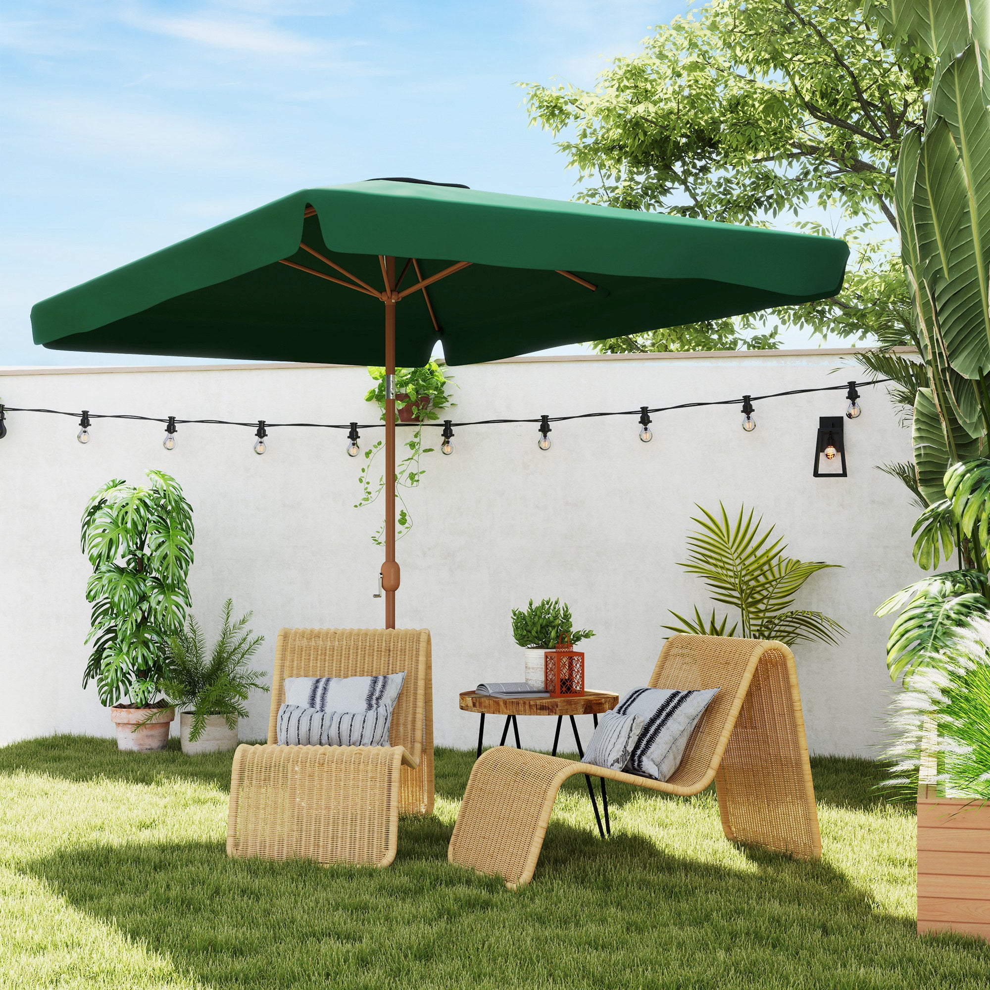 Garden Umbrella 2x3 m with Crank Opening, Tilting and Anti UV 50+, Green