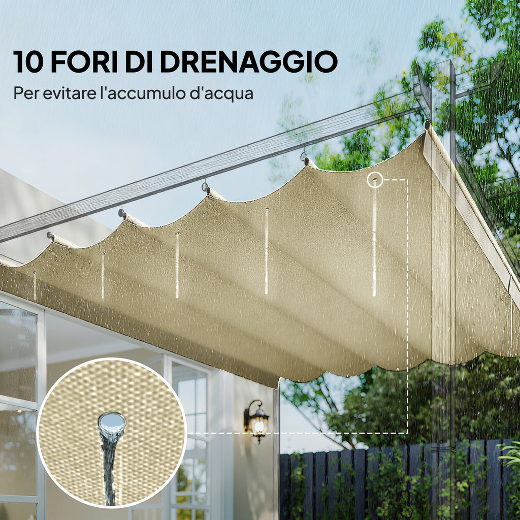Outsunny Pergola Gazebo Roof with 10 Drainage Holes in Polyester, 250x255 cm, for 3x3m Pergola, Cream