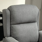Reclining Chair with Footrest, in Linen Effect Fabric, Wood and Metal, 77x91x106 cm, Dark Grey