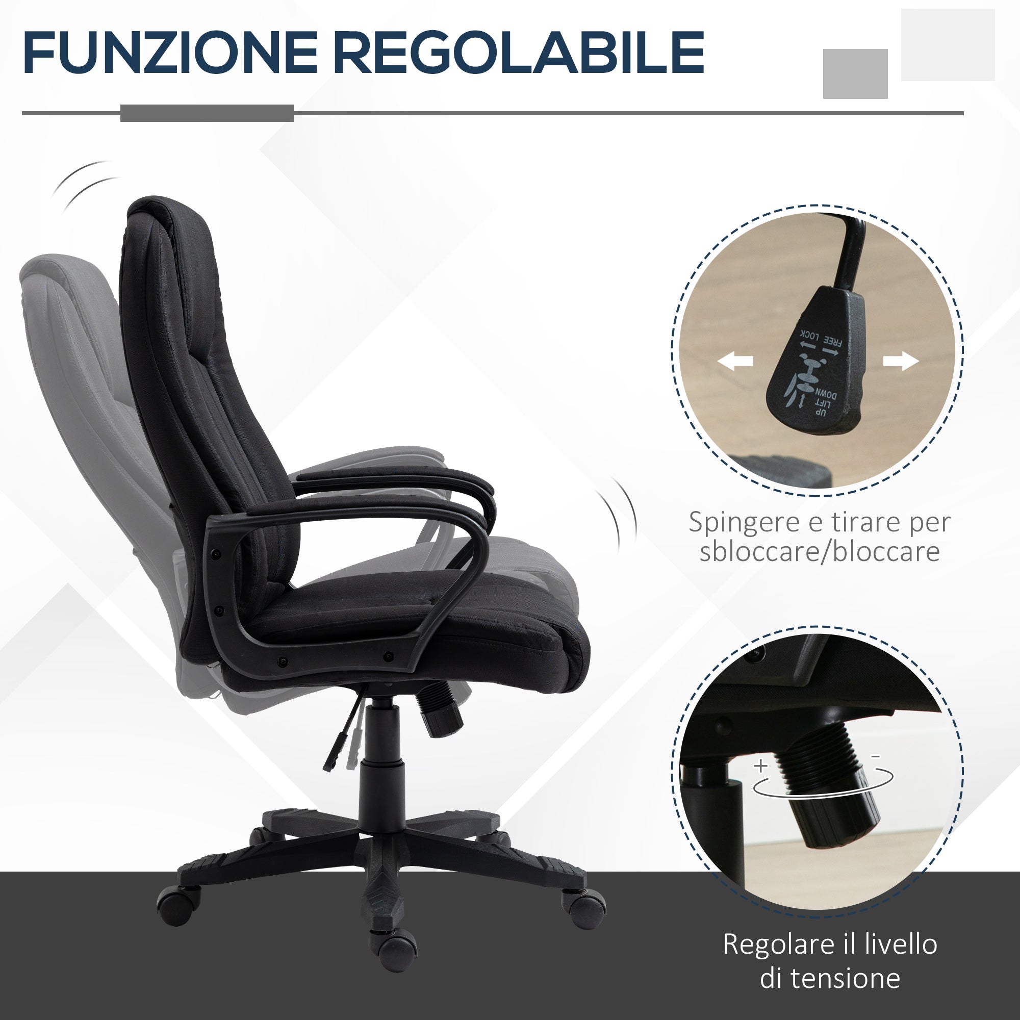 Height-Adjustable Massage Office Chair, 60x74x106-116cm, Black