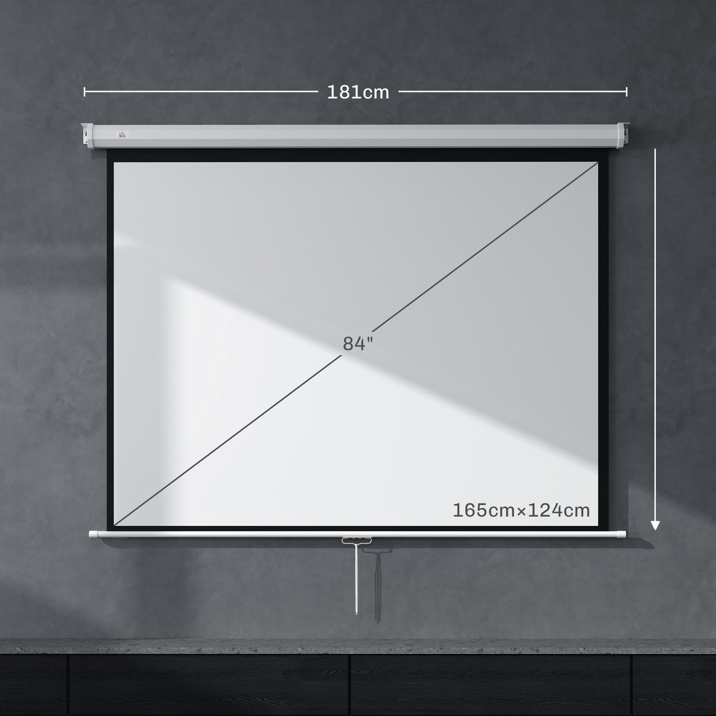 Projector Screen 84"  4:3 Format, 160° Angle and Ceiling or Wall Mount