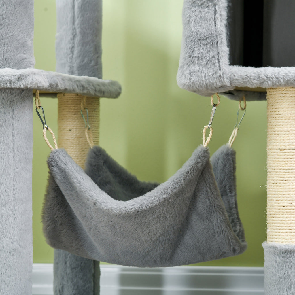 Pawhut for cats with hammocks, cot and 2 houses, in chipboard and plush, 55x49x177 cm, gray and white - Borgè
