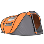 Outsunny 2-Person Pop-Up Camping Tent with 2 Doors, 4 Windows and Waterproof Tarp, 263.5x220x123 cm, Orange