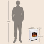 Electric Floor Fireplace, 1000W/2000W Power, Adjustable Flame Effect, 39x23x56.5cm, White