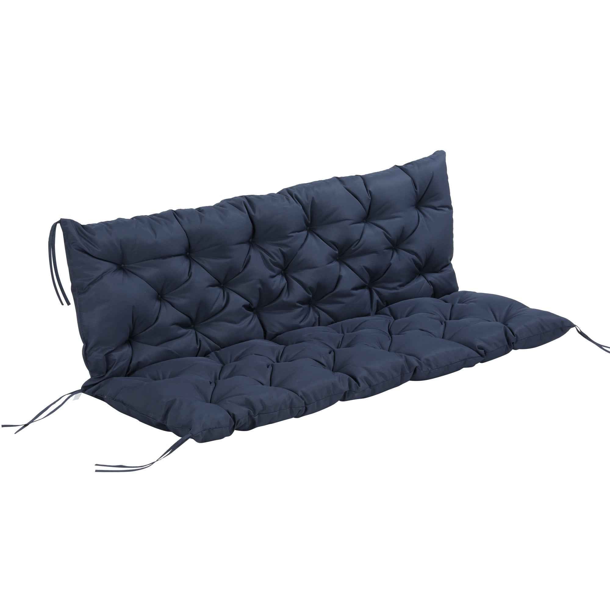 Outsunny Capitonné Style Garden Cushion with 6 Ties, in Cotton and Polyester, 150x98x8 cm, Dark Blue