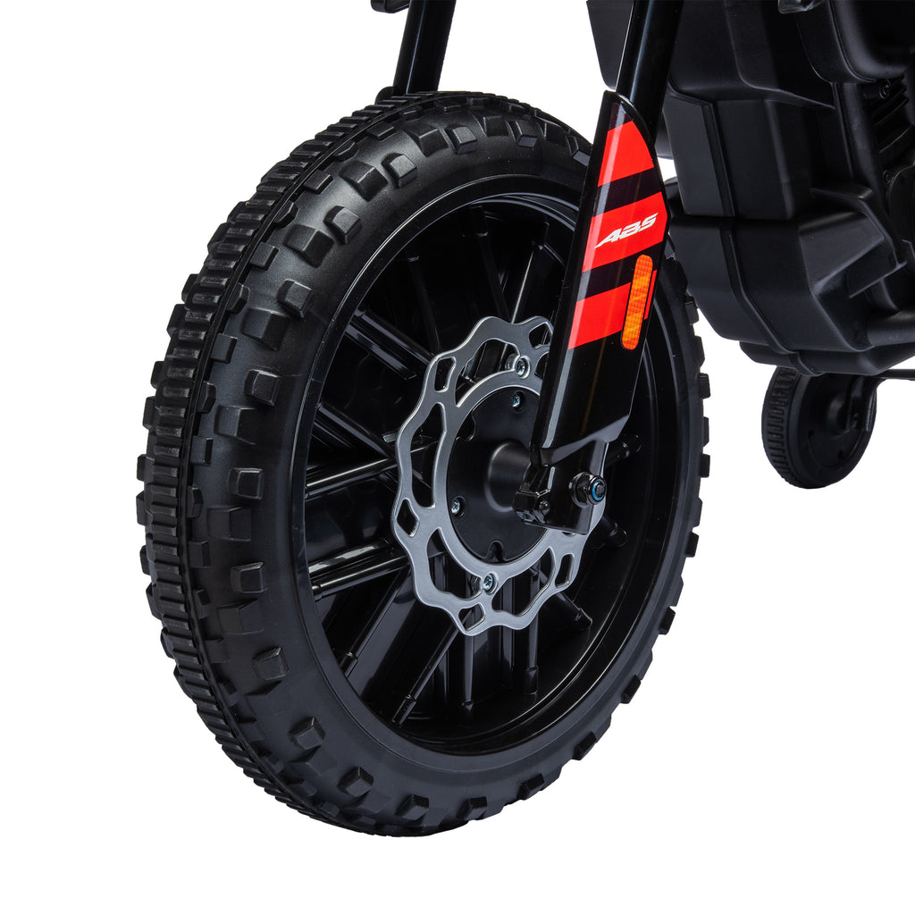 AIYAPLAY Electric Motorcycle for Children 37-96 Months with 12V Dual Motors and Removable Wheels, 30kg Capacity, White