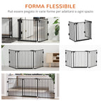 Folding Steel Dog Gate with Automatic Closure, 202.5 x 2 x 76 cm, Black
