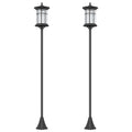 Outsunny Set of 2 Solar Street Lights with 6-Hour Battery Life and Ground Anchoring, in Stainless Steel and ABS, 23.5x23.5x184 cm, Black