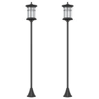 Outsunny Set of 2 Solar Street Lights with 6-Hour Battery Life and Ground Anchoring, in Stainless Steel and ABS, 23.5x23.5x184 cm, Black