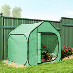 Folding House Greenhouse with Hinged Door, Steel and PE, 150x148x148 cm, Green