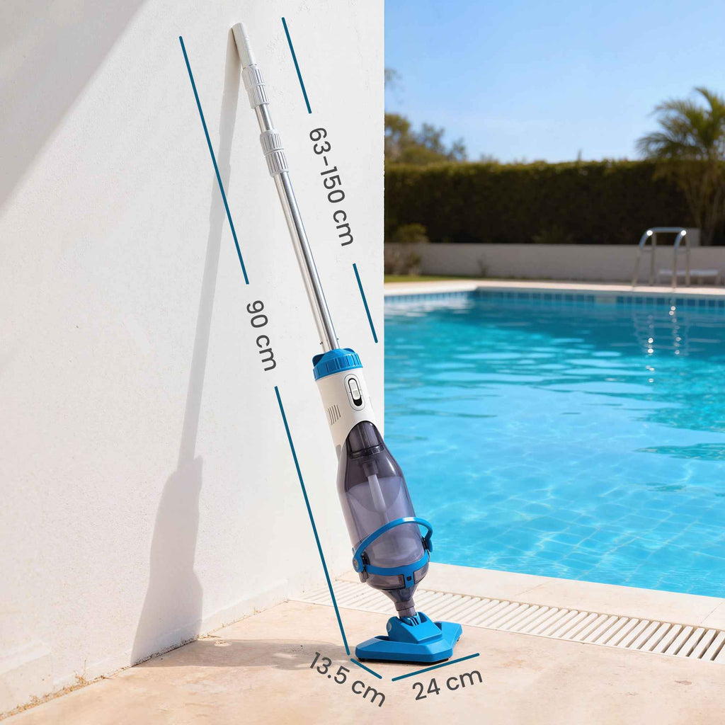Outsunny Cordless Pool Vacuum Cleaner with Brush and Filters, Made of ABS and Aluminum, 90x24x13.5 cm, Blue