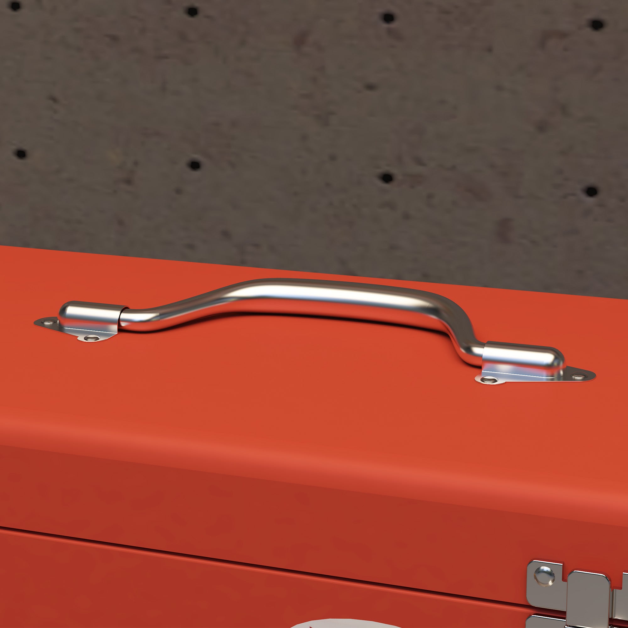 Tool Box with 3 Drawers and Upper Compartment in Steel with Handle, 45x24x27cm, Red