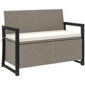 2 Seater Garden Bench with 151.5L Rattan Storage Chest with Backrest, Armrests and Cushion, Cream