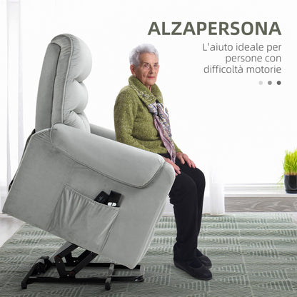 Relaxing Armchair with 135° Reclining, Massaging and Lifting with Remote Control, 79x97x103cm, Gray - Borgè