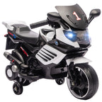 6V Electric Motorcycle for Kids with Removable Training Wheels, Headlights and Music, Ages 18-36 Months, White
