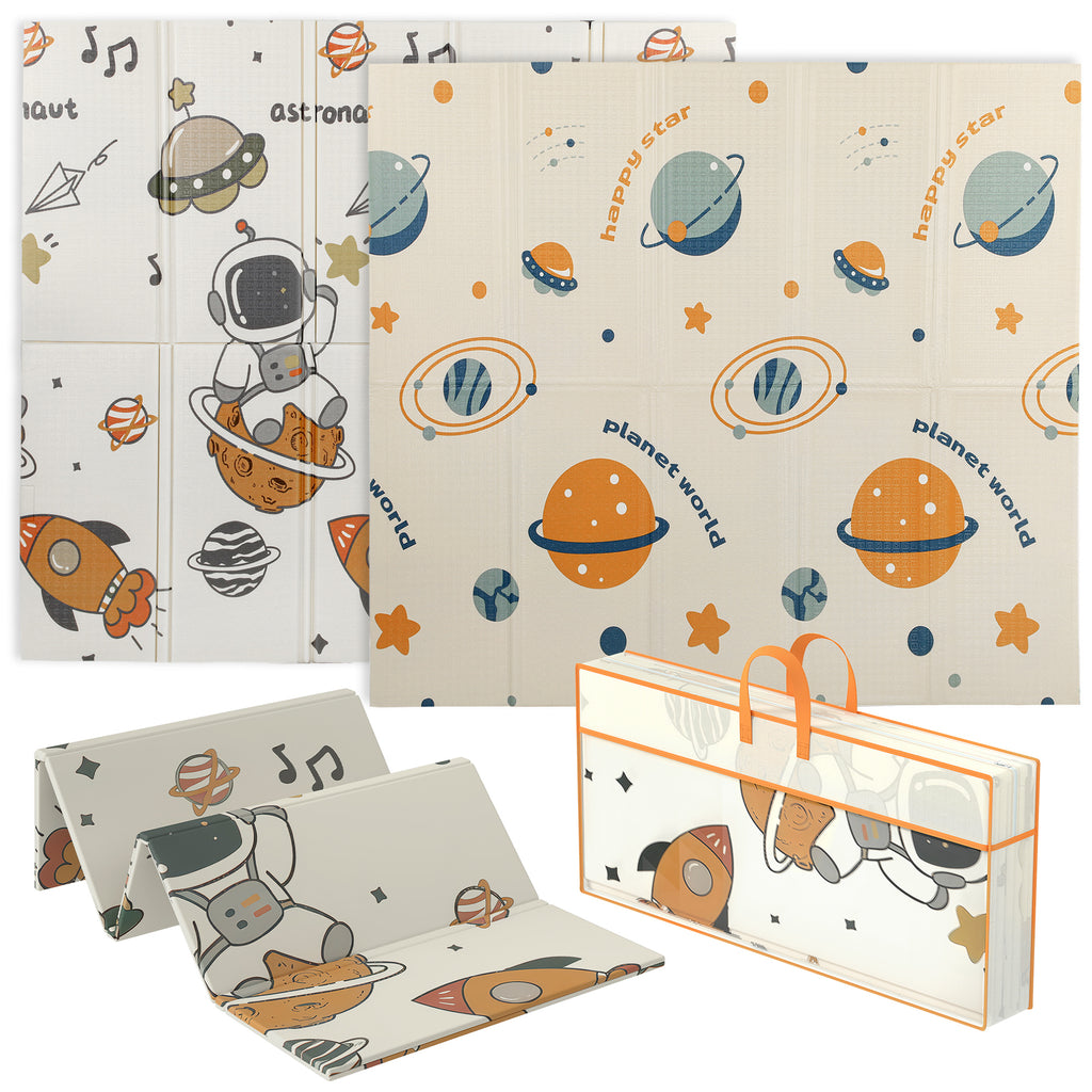 Space Themed Children's Rug for 0-6 Years Old with Waterproof Surface in Multi-Color XPE, 196x176x1.5 cm