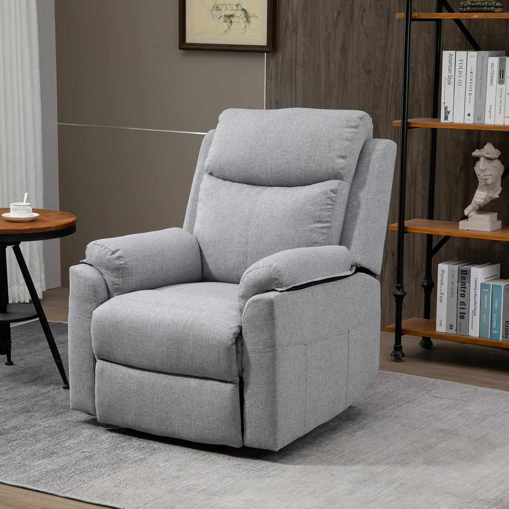 Electric Reclining Relaxing Lift Armchair with Remote Control and Fabric Footrest, Light Gray