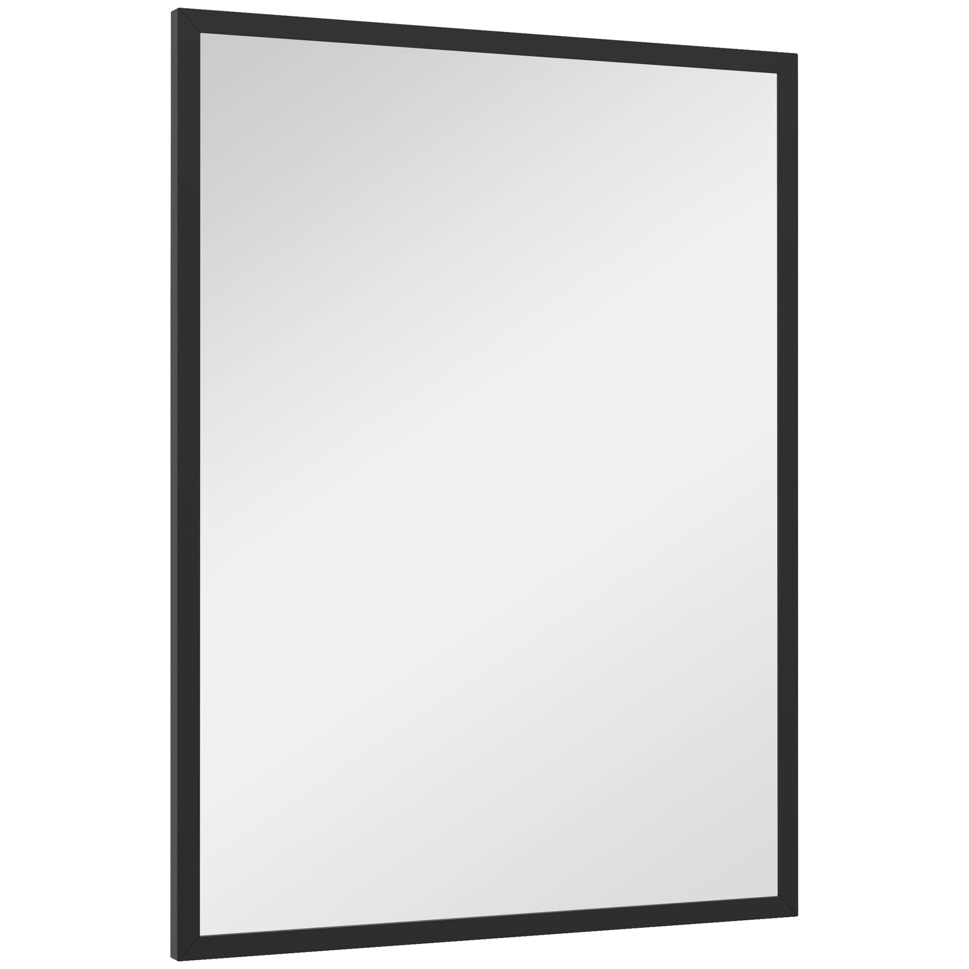 HOMCOM Rectangular Wall Mirror with Hooks, in Glass and MDF, 60x80 cm, Black - Borgè