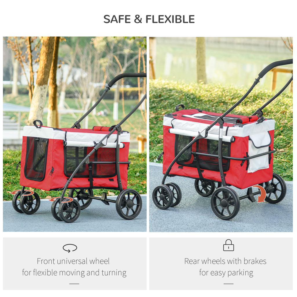 PAWHUT Small and mini -size dog stroller with 2 leashes and storage case, 81x58x97.5 cm - Borgè