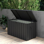 Outsunny 450L container bench with 2 wheel and handles, in steel and pp, 125.5x61.5x70 cm, dark gray - Borgè