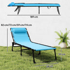 Outsunny Folding Sun Lounger with Reclining Backrest in Steel and Mesh Fabric, 189x58x30 cm, Blue