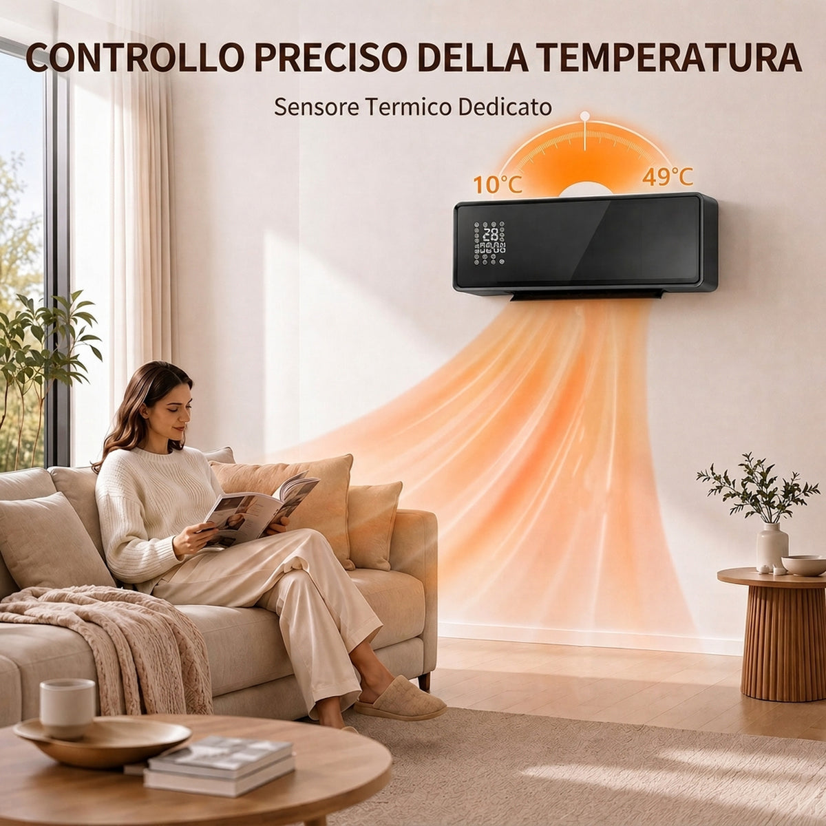 HOMCOM 2000W Wall-Mounted Ceramic Heater with 3 Modes, Adjustable Temperature, Timer, Remote Control, Child Lock, Black