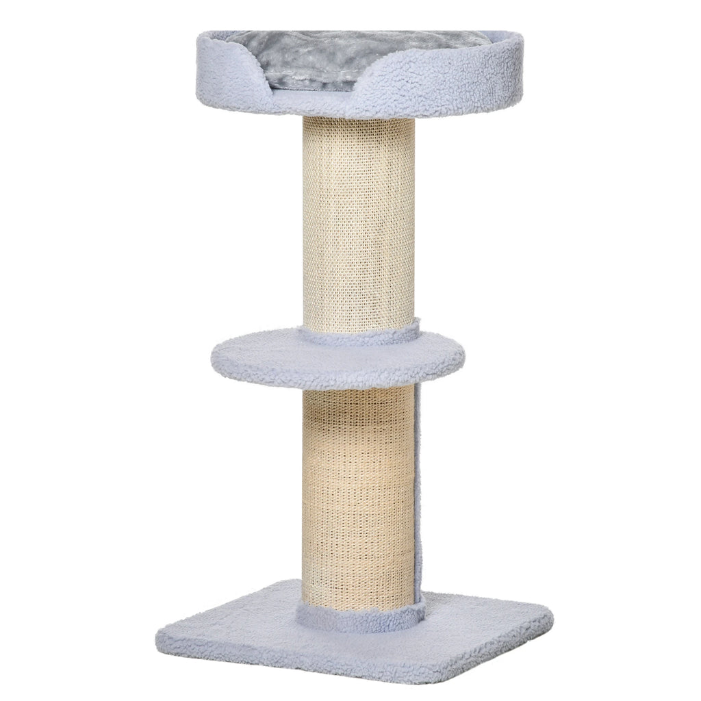Cat Scratching Post with Bed, Plush Cover and Sisal Pole, 45x45x91cm, Blue - Borge' Group Limited