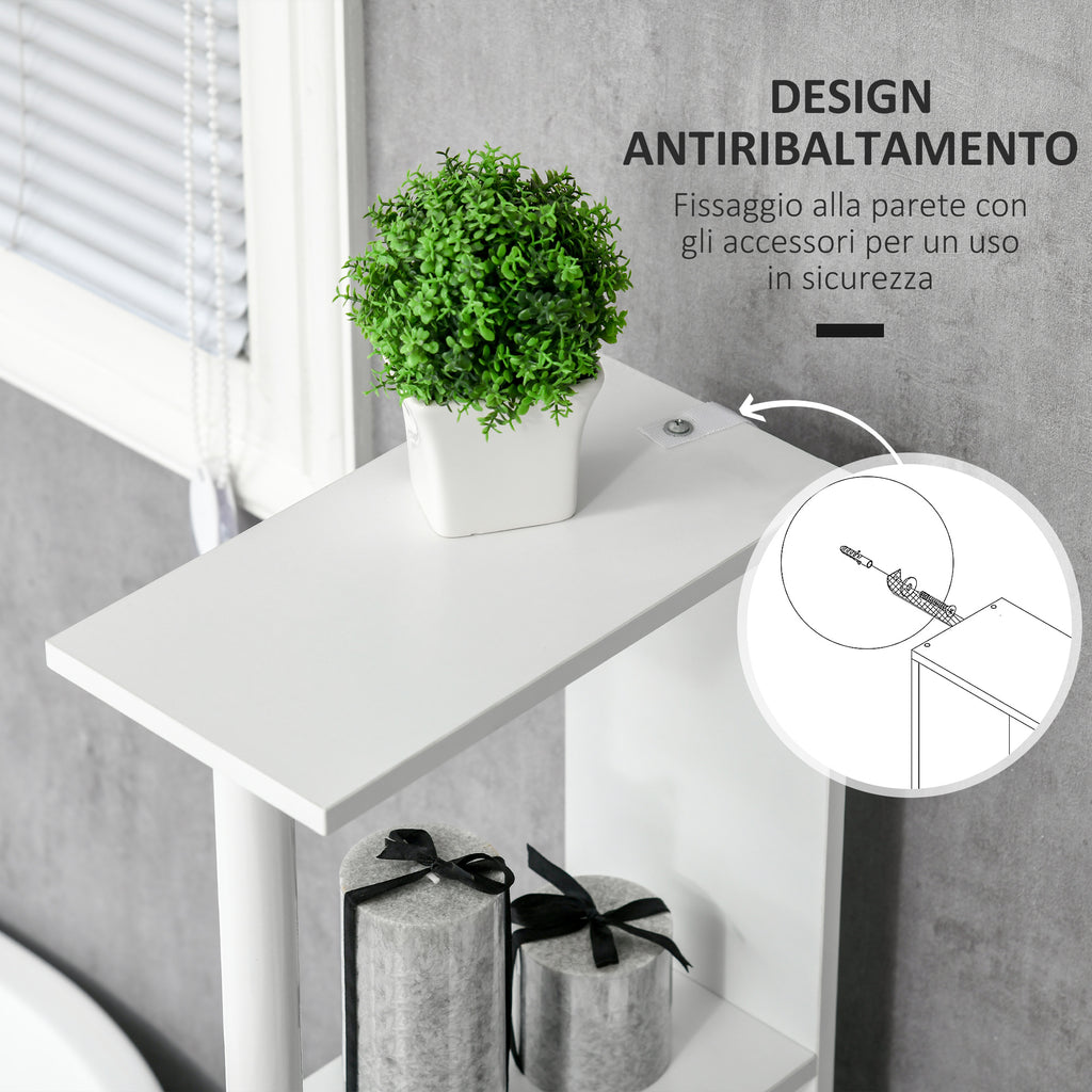 kleankin Bathroom Column with 2 Shelves and 2 Cabinets, Space-Saving Tall Cabinet 15.2x29.8x118 cm, White
