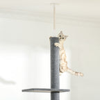 4-Tier Cat Scratching Tree with Adjustable Height, Grey, 43x27x228-260cm