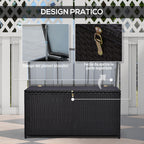 284L Outdoor Storage Chest with Gas Piston, PE Rattan and Steel, 118x54x59 cm, Dark Brown