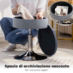HOMCOM Height-Adjustable Bar Stool with Storage Compartment, Padded Swivel Seat without Backrest, Grey