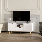 TV Cabinet max 50" with Drawer, Open Shelf and Cabinets, 110x40x50 cm, White and Wood