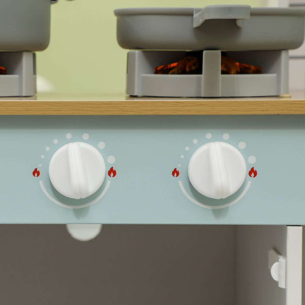 Wooden Toy Kitchen for Children Ages 3+, Interactive Stove, Oven and Coffee Machine, White