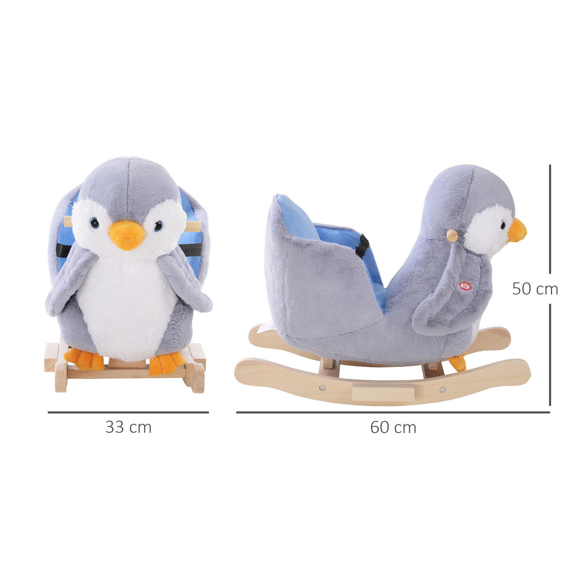 Plush Penguin Rocking Horse with 32 Music and Safety Belt, Age 18 Months