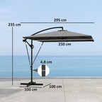 Cantilever Garden Umbrella 3x2.5 m with Crank, Tiltable and Swivel with Cover, Gray