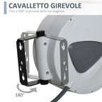 Automatic Hose Reel 10m + 90cm with Φ1/4'' Connection, Wall Mounted and 180° Rotatable, Grey