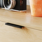 Nordic Style Entrance Console Table with 2 Drawers in Wood and Steel, 100x30x80.5 cm, Oak