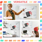 Glass and Aluminum Whiteboard with 4 Colored Markers and Eraser, 90x60x0.4 cm