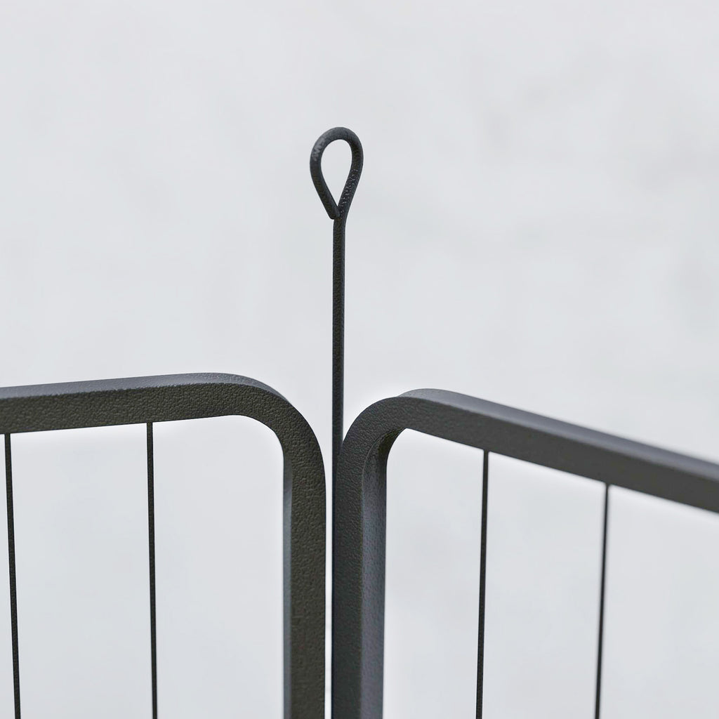 Dog Fence with 12 Modular Panels of 68x1.5x80cm in Black Steel with Entrance Door