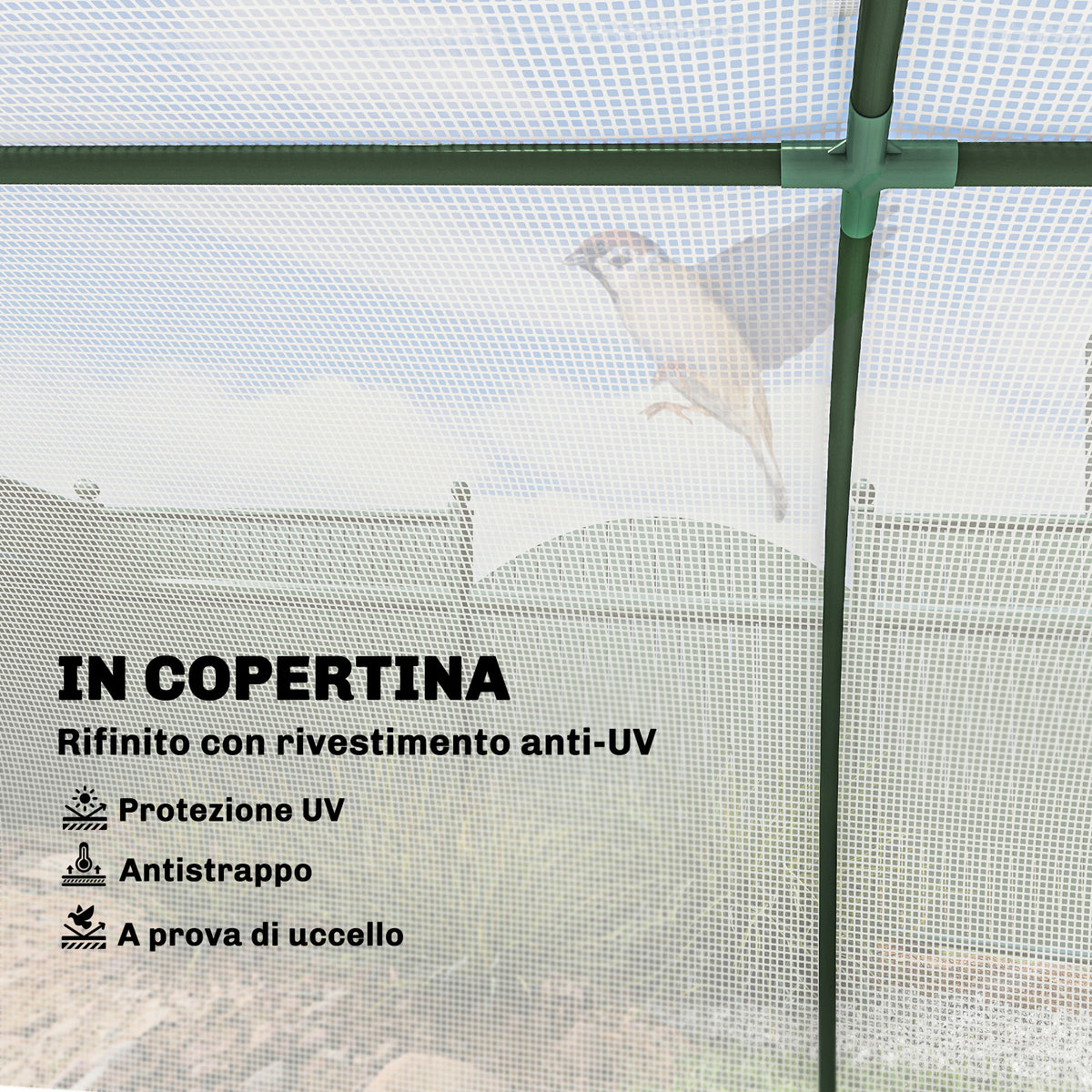 Outsunny Steel Tunnel Greenhouse with PVC Cover, 200x100x80 cm, White