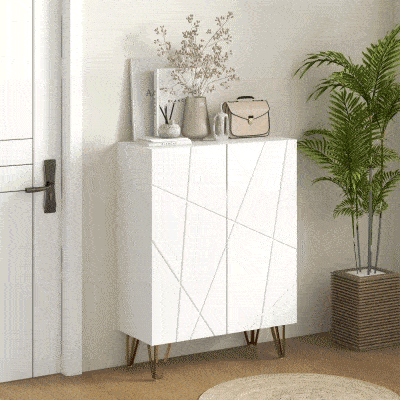 Modern Shoe Rack for 15-20 Pairs of Shoes, Adjustable Shelves and Soft-Close, White