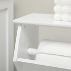White MDF Bathroom Cabinet with Cabinet and Toilet Paper Holder, 19x15x56 cm