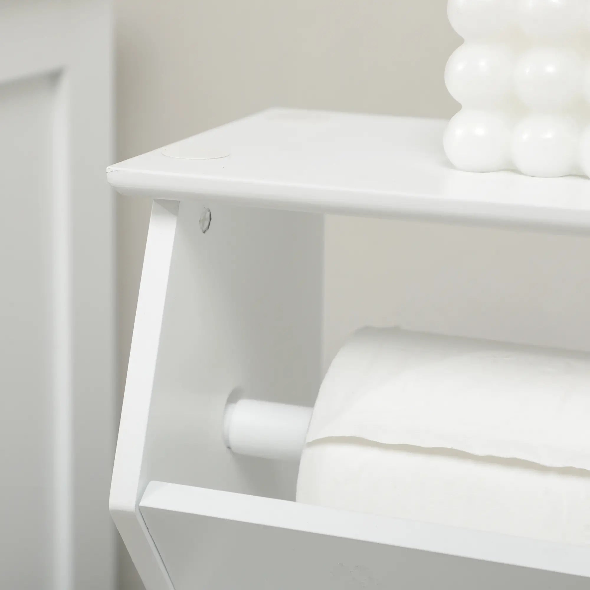 White MDF Bathroom Cabinet with Cabinet and Toilet Paper Holder, 19x15x56 cm