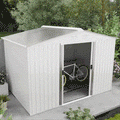 Garden Shed with Double Sliding Doors, Steel, 277x195x192cm, Silver / White