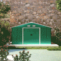 Garden Shed with 2 Sliding Doors and 4 Air Vents in Steel, 340x386x200cm, Green - Borge' Group Limited