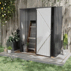 Garden Shed Tool Storage Shed in Steel Sheet with Lock, 161.5x94. 5x196cm, Black - Borge' Group Limited