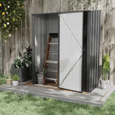 Garden Shed Tool Storage Shed in Steel Sheet with Lock, 161.5x94. 5x196cm, Black - Borge' Group Limited