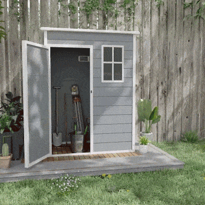 Garden Storage Shed with Lockable Door, Window and Air Vent, Grey