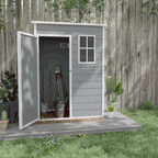 Garden Storage Shed with Lockable Door, Window and Air Vent, Grey
