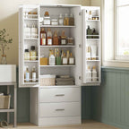 HOMCOM Kitchen Cabinet Sideboard with 8 Spice Racks and 2 Drawers, 60x40x159 cm, White